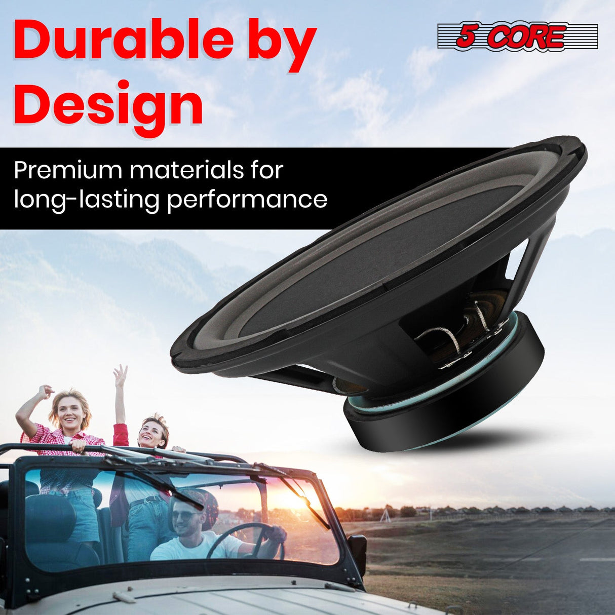 5 Core 10 Inch Subwoofer pair 600W Car Audio Sub Woofer 4 Ohm w Deep Bass Replacement Loud Speaker