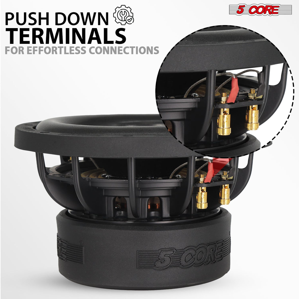5Core 6.5 Inch Car Subwoofer Dual 4Ohm 1000W Speaker Sub Woofer Driver Aluminum Frame 6.5” Woofers