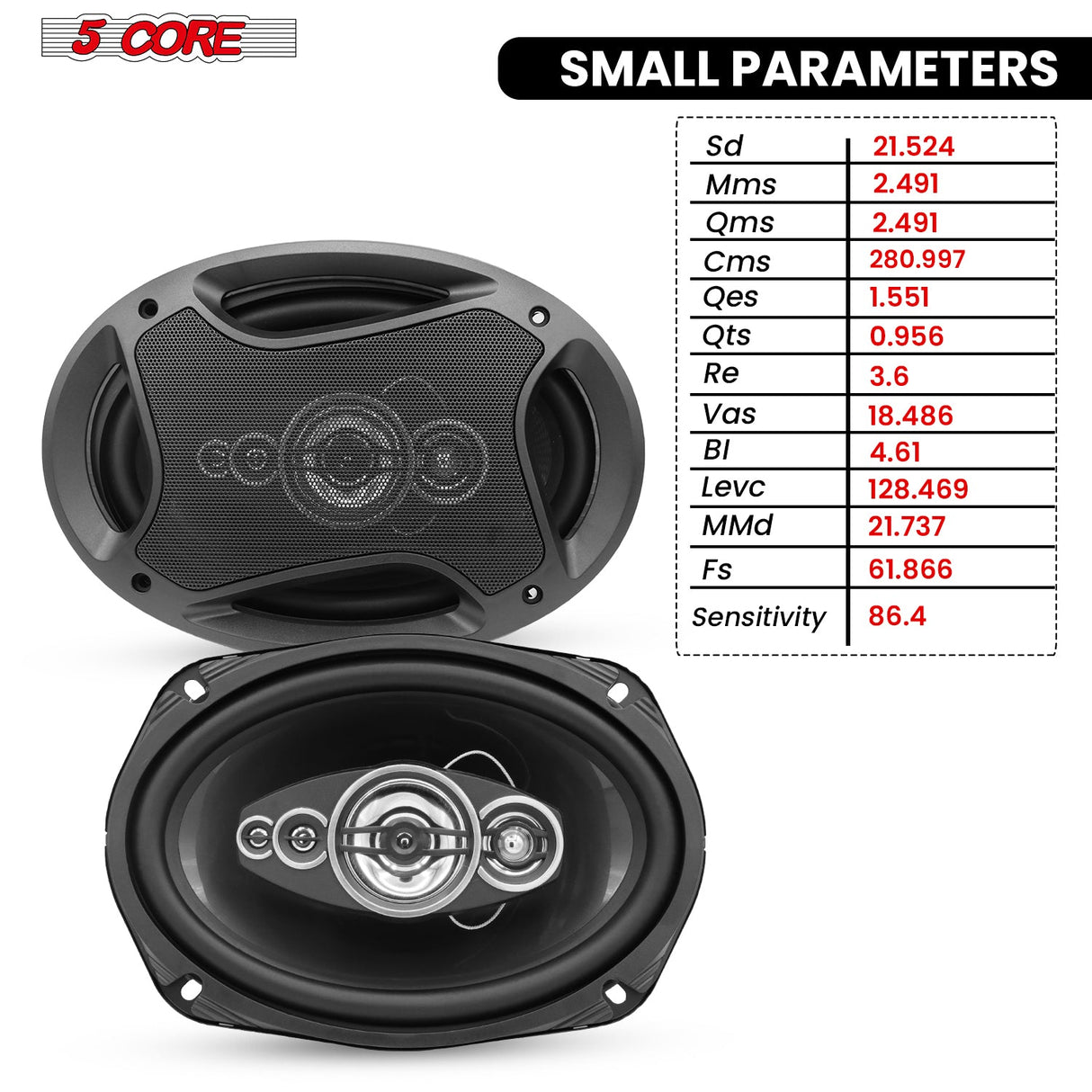 5Core 6x9 Car Speaker 800W 4Ohm 4 Way Coaxial Speaker w Super Tweeter Universal Fit for Vehicle