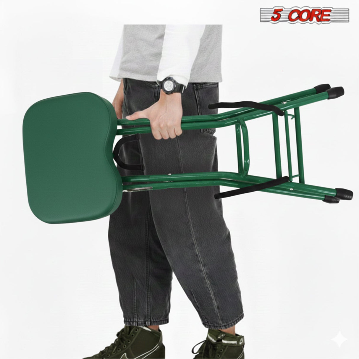 5Core Guitar Stool 3.15" Padded Chair Foldable Heavy Duty Music Seat Built in Foot Rest Guitar Stand