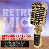 5Core Vintage Microphone Classic Dynamic Professional XLR Studio Retro Style Mic Gold