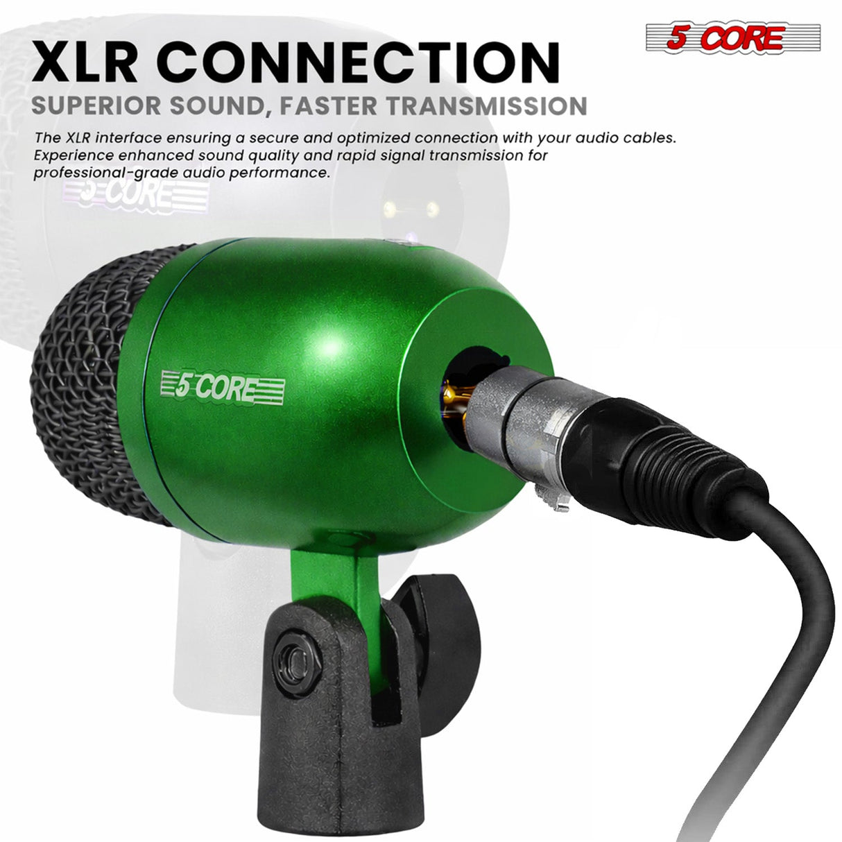 5 Core Conga Mic Snare Tom Set Professional XLR Cardioid Unidirectional Instrument Microphone Kit