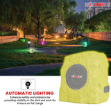 5 Core Rock Speaker Outdoor Waterproof Bluetooth Garden Speakers Solar & USB Charging RGB Colors for Patio Pool & Home