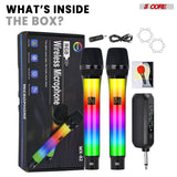5 Core Microphone Wireless Karaoke Singing Mic Rechargeable Microfonos Inalambricos w LED Lights