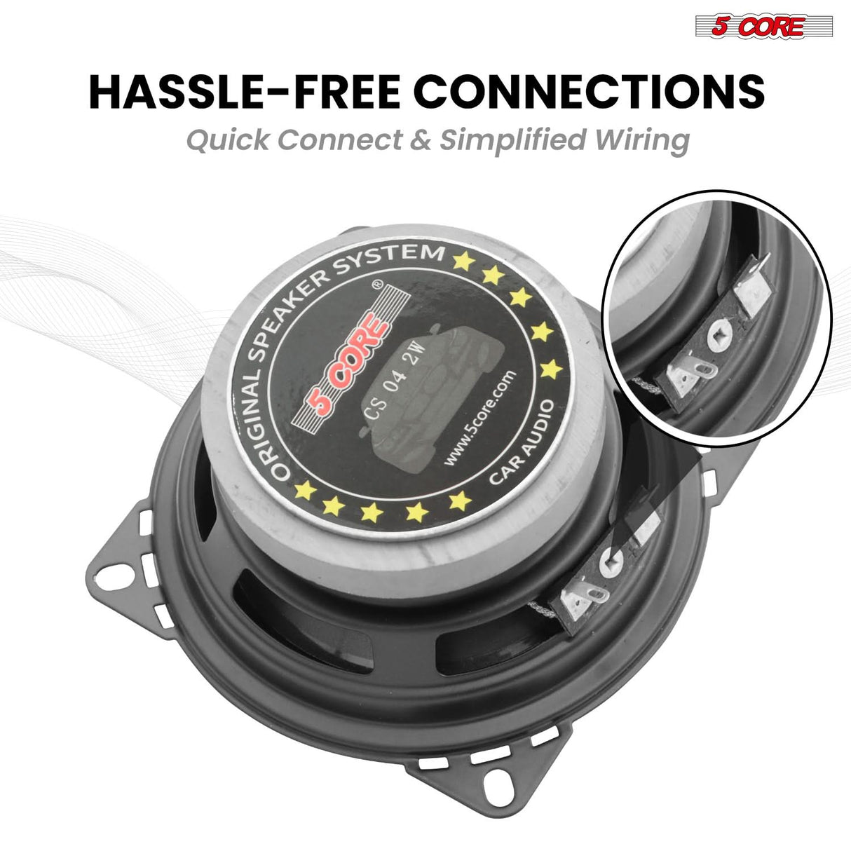 5Core Coaxial Door Car Speakers 4” 4Pcs 250W 4Ohm 2 Way Component Subwoofer Audio w Super Tweeter