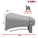 5 Core 10 Inch PA Horn 200W Loud Speaker Bull Horn Loud Audio 8Ohm All Weather Indoor Outdoor Use