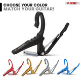 5Core Capo Aluminum Universal Guitar String Clip w Metal Spring + 6Pcs Guitar Picks + Carry Bag