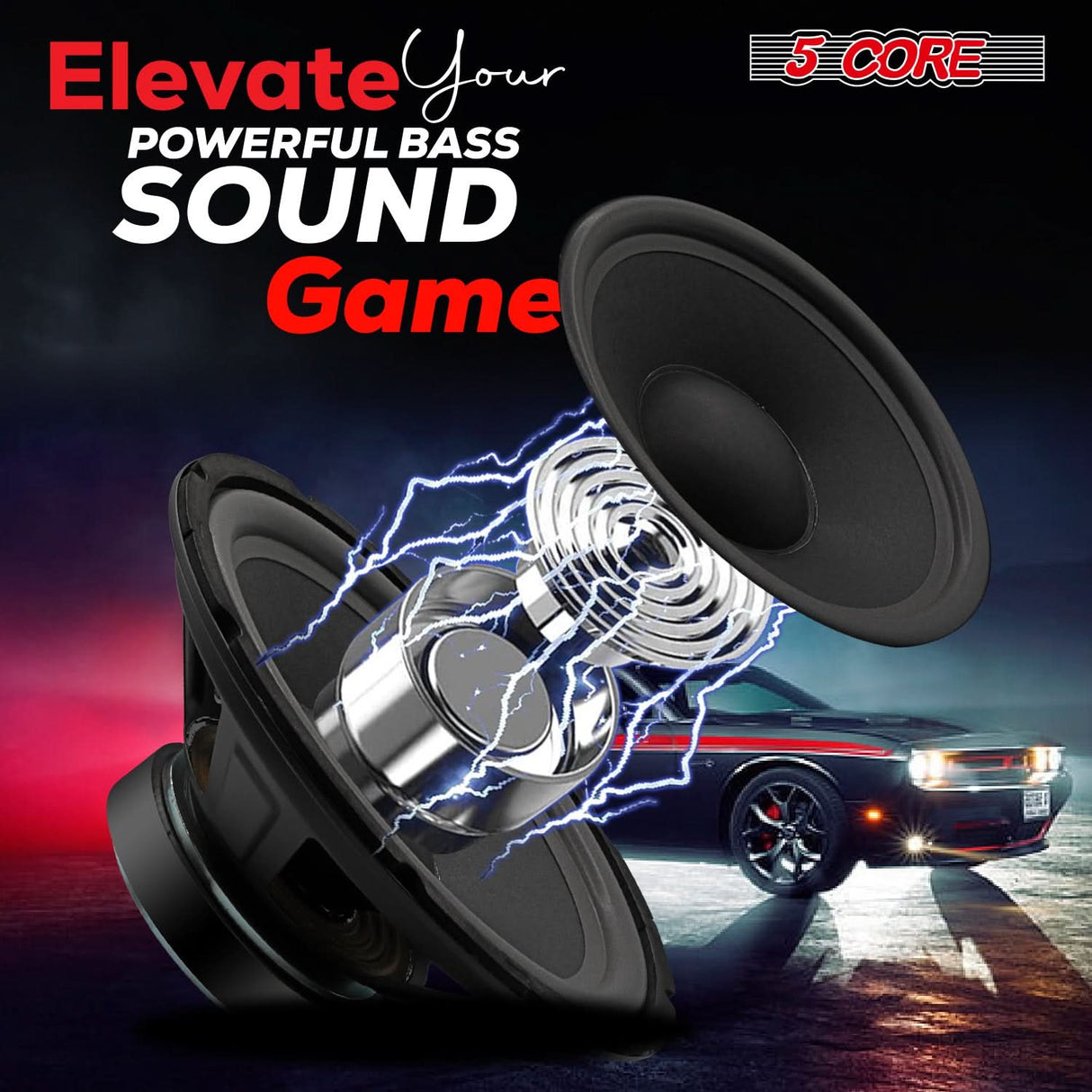 5 Core Car Audio Subwoofer 4 Ohm Terminal Connection View

