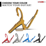 5Core Capo Aluminum Universal Guitar String Clip w Metal Spring + 6Pcs Guitar Picks + Carry Bag