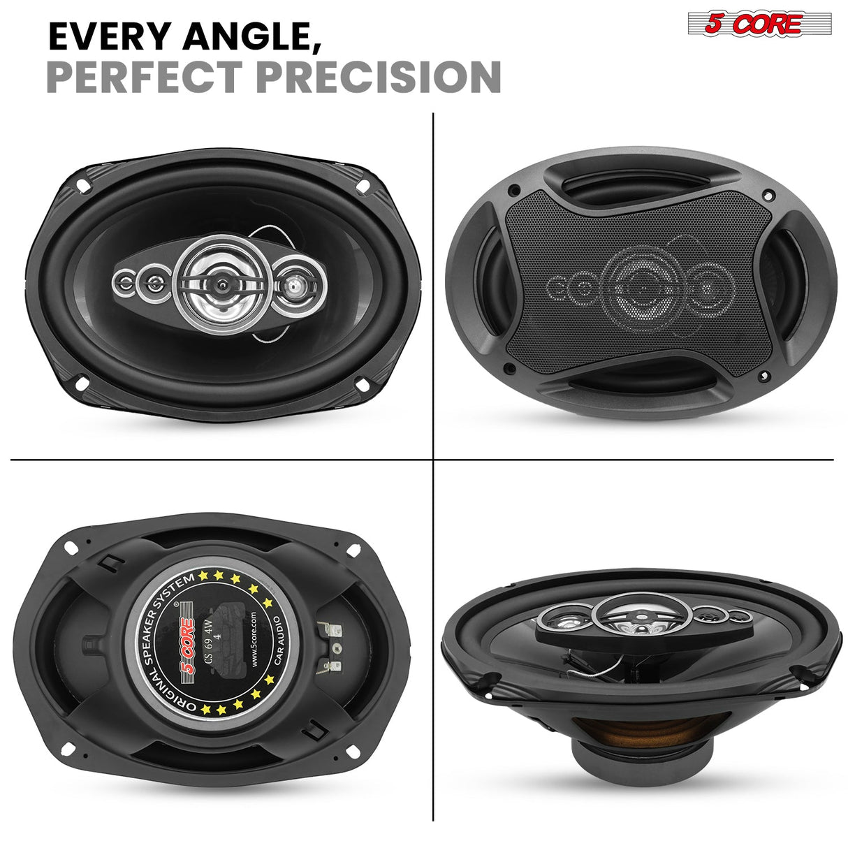 5Core 6x9 Car Speaker 800W 4Ohm 4 Way Coaxial Speaker w Super Tweeter Universal Fit for Vehicle