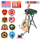 5Core Guitar Stool 3.15" Padded Chair Foldable Heavy Duty Music Seat Built in Foot Rest Guitar Stand