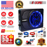 5Core 10 inch Slim Under Seat Car Audio Subwoofer 800W Built in Amplifier Sub Woofer LED Light