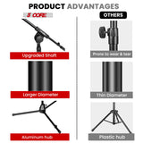 5 Core Microphone Stand Floor Height Adjustable w Extending Telescoping Boom Arm