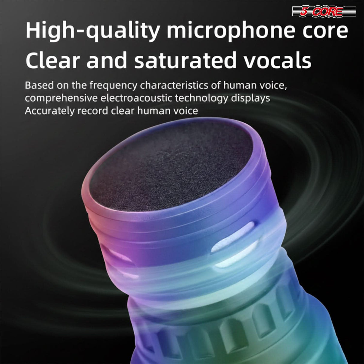 5 Core Microphone Wireless Karaoke Singing Mic Rechargeable Microfonos Inalambricos w LED Lights