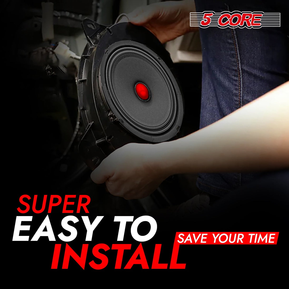 5Core 6.5 Inch Midrange Car Door Speaker 360W Subwoofer w Aluminum Bullet 4Ω Sub Woofer 1 PC