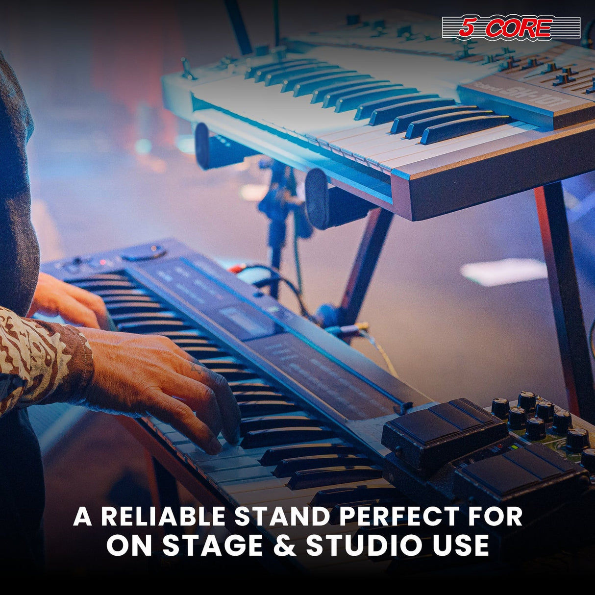 5Core 2 Tier Keyboard Stand Z Style Adjustable Heavy Duty Electric Piano Riser Holder