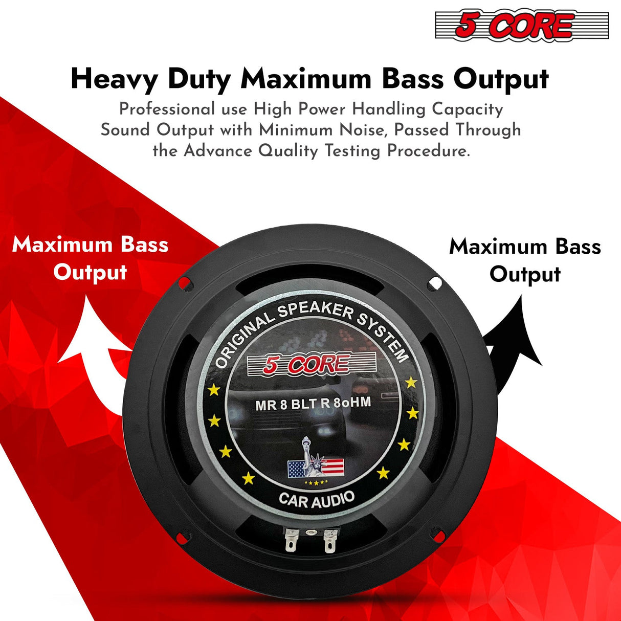 5Core 8 Inch Midrange Door Speaker 500W Subwoofer w Aluminum Bullet 8Ω Sub Woofer 1 PC