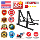 5 Core Double Guitar Stand A Frame Shape w Foam Arms Supports Acoustic Electric Bass Ukulele Banjo