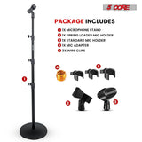 5 Core Microphone Stand 3 Level Height Adjustable 24-67" w Heavy Duty Round Base Floor Mic Stands