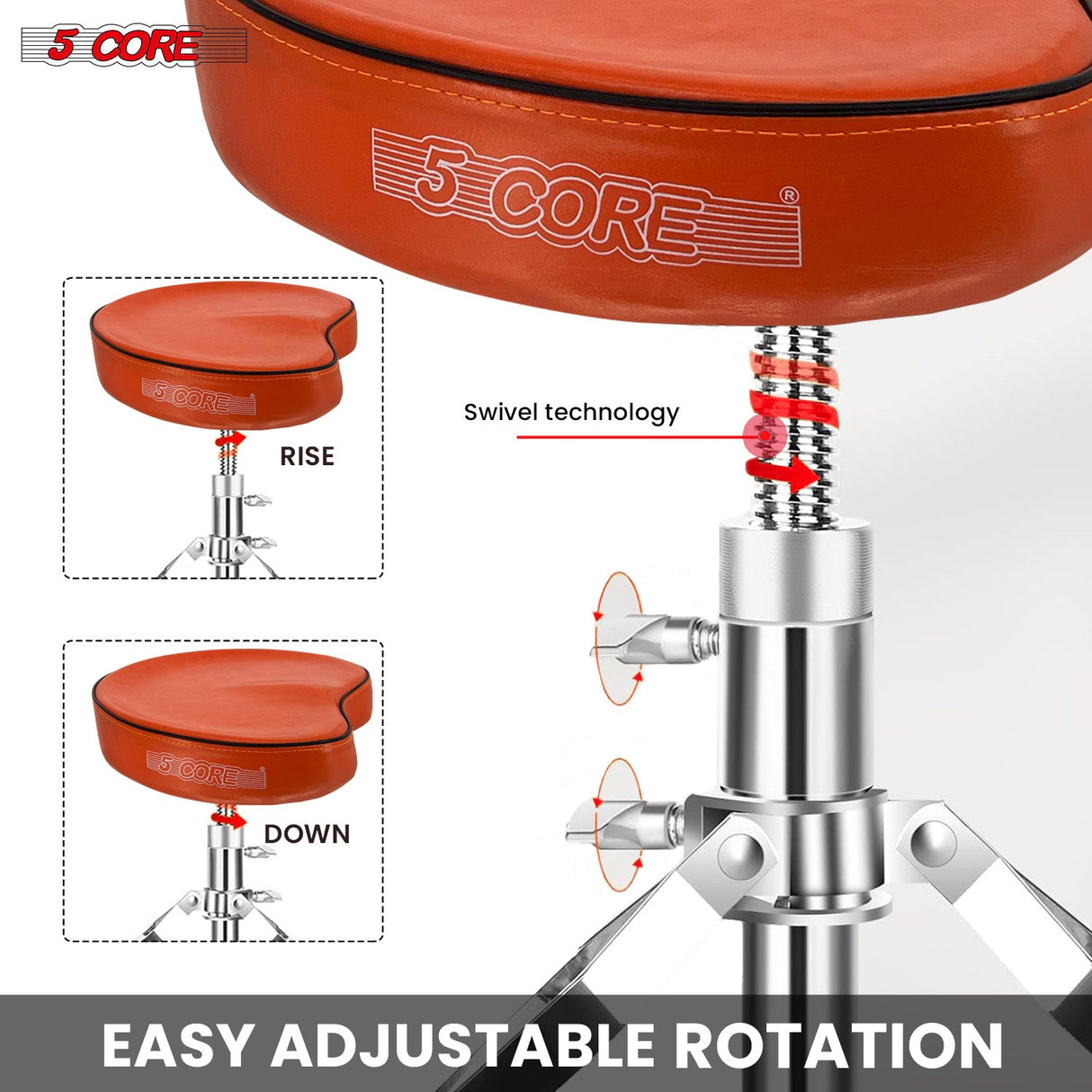 5Core Drum Throne Padded Guitar Stool Saddle Drummer Seat for Adults & Kids