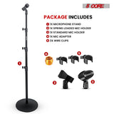 5 Core Mic Stand Floor Pair Height Adjustable Universal Heavy Weight Microphone Stands Round Base