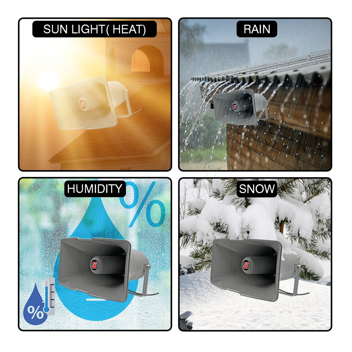 5 Core PA Horn Speaker Outdoor Siren Loudspeaker 35W RMS Loud Megaphone Driver Horn