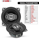 5Core Coaxial Door Car Speakers 4” Pair 250W 4Ohm 2 Way Component Subwoofer Audio w Super Tweeter