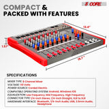 5 Core Audio Mixer 8 Channel DJ Equipment with Bluetooth USB Sound Board Console