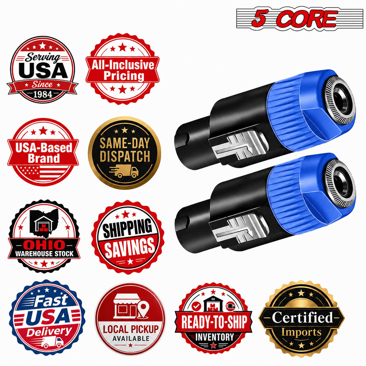 5 Core Speakon Adapter High Quality Audio Jack Male Audio Pin Speaker Adapter Connector
