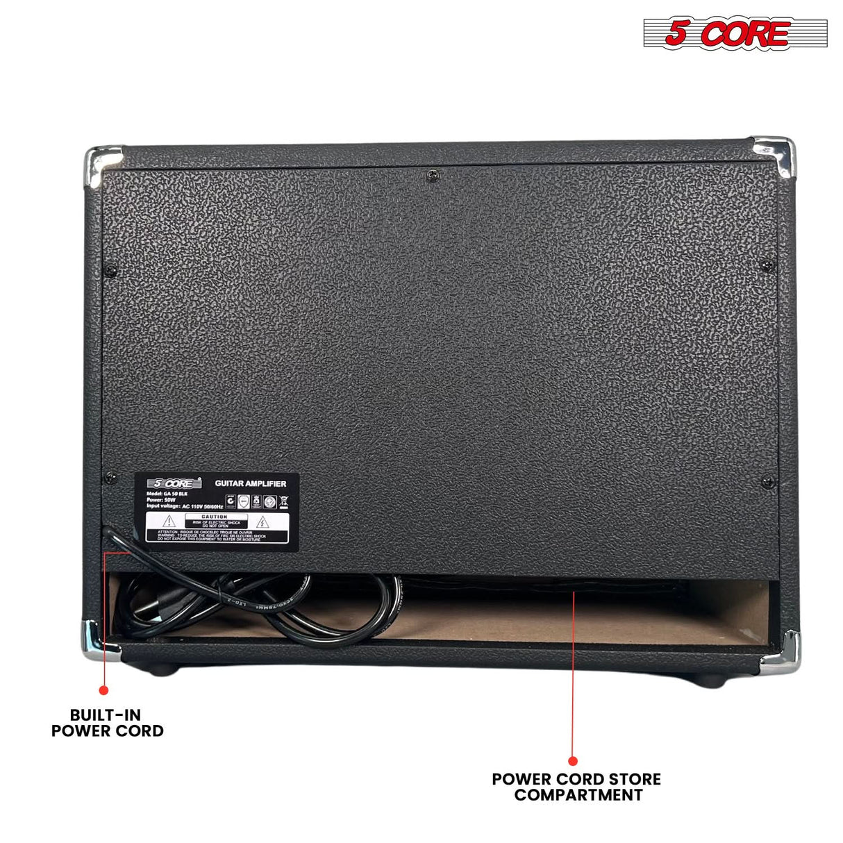 5 Core Guitar Amp 50 Watt  Electric Amplifier w Built in 8" Speaker Portable Mini Amps w Aux