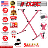 5Core Keyboard Stand Single X Style Adjustable Lift Piano Riser For 49 To 88 Keys PINK