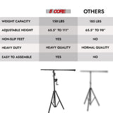 5Core DJ Light Stand Stage Lighting Truss System Hand Crank Heavy Duty Adjustable T bar Mount Tripod