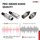 5Core XLR Connector Male Female to 1/4 Audio Jack 3 Pin Secure Mic Plug w Locking Ends
