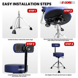 5 Core Drum Throne w Backrest 4" Padded Stool Airlift Adjustable 25.5" Drummer Chair 441Lb Capacity