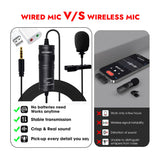 5 Core Microphone 2Pc Lavalier Mic Wearable Omnidirectional Condenser 3.5mm Body Lapel Mics