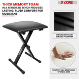 5Core Keyboard Stand Single X Style Adjustable Piano Riser + Keyboard Piano Bench
