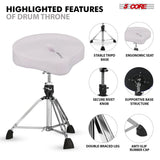 5 Core Drum Throne w 4" Padded Stool Adjustable Drummer Chair