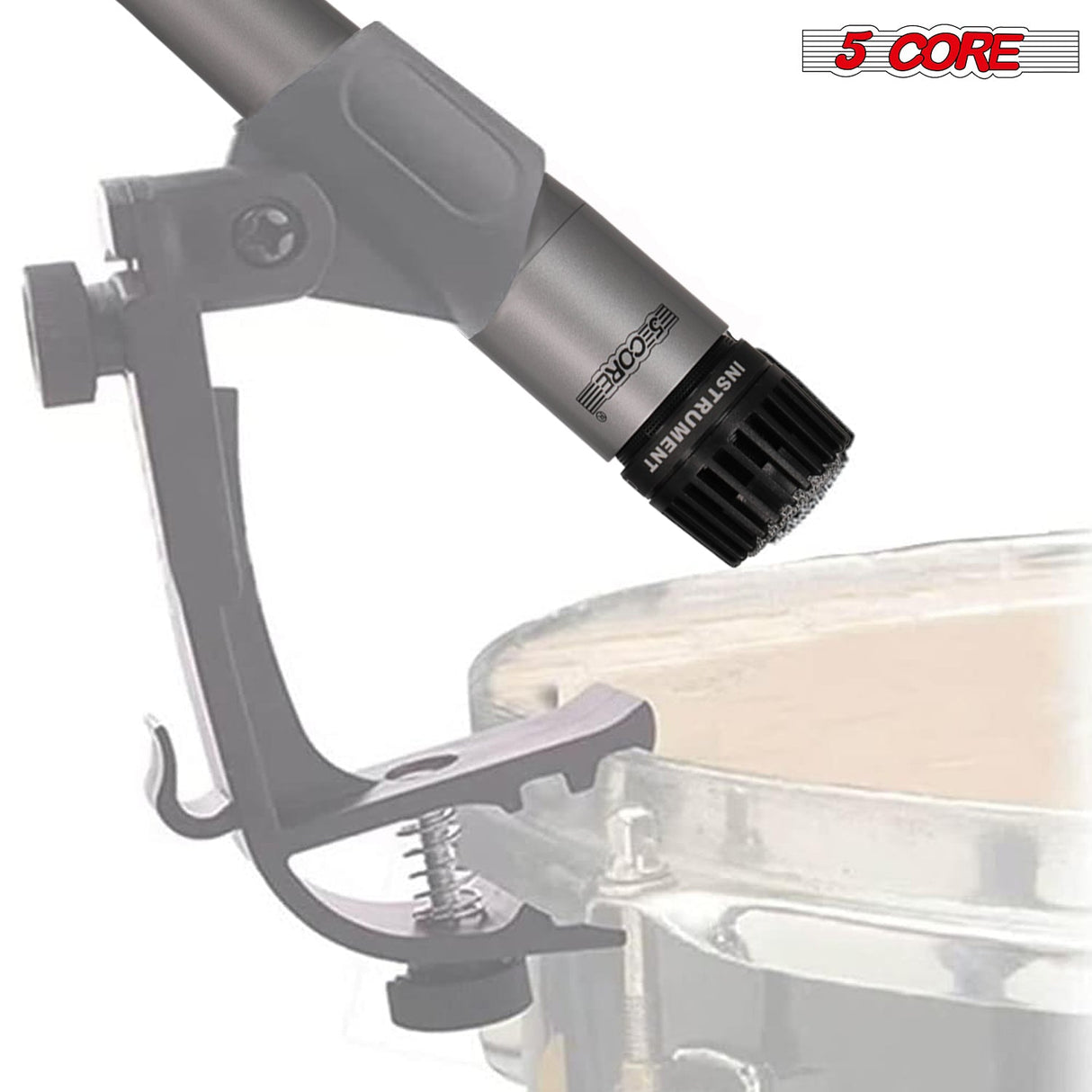 5 Core Drum Microphone Kit 9Pc All Metal Drummer Mics Tom/Snare & Cymbals Wired Instrument Drums Set