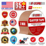 5 Core Gaffers Tape 2" 30 Yards 4Pcs Professional Brown Pro Gaff Tape Non Reflective Water Resistant