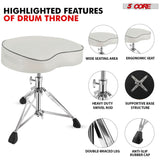 5 Core Drum Throne 4" Padded Saddle Seat Heavy Duty Adjustable Drumming Chair