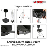 5Core Drum Throne 4" Cushion Padded Stool w Backrest Airlift Height Adjustable Chair w 441Lb Capcity