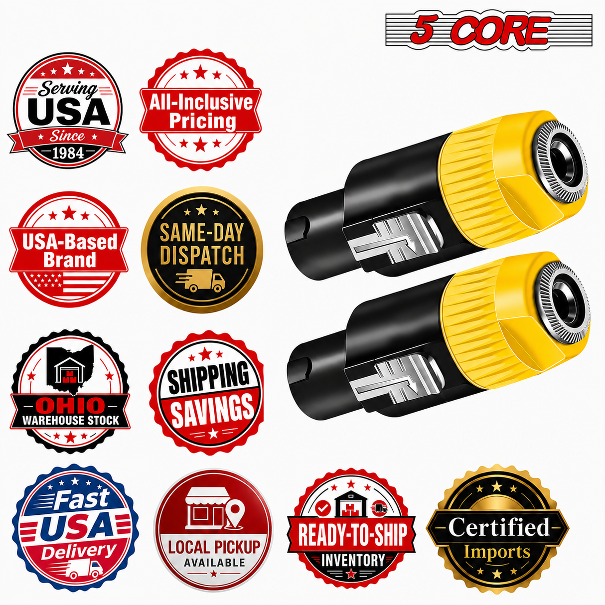 5 Core Speakon Adapter High Quality Audio Jack Male Audio Pin Speaker Adapter Connector