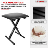 5 Core Keyboard Stand Piano Bench Combo Adjustable Key Board Stands 2" Padded Musician Chair Set