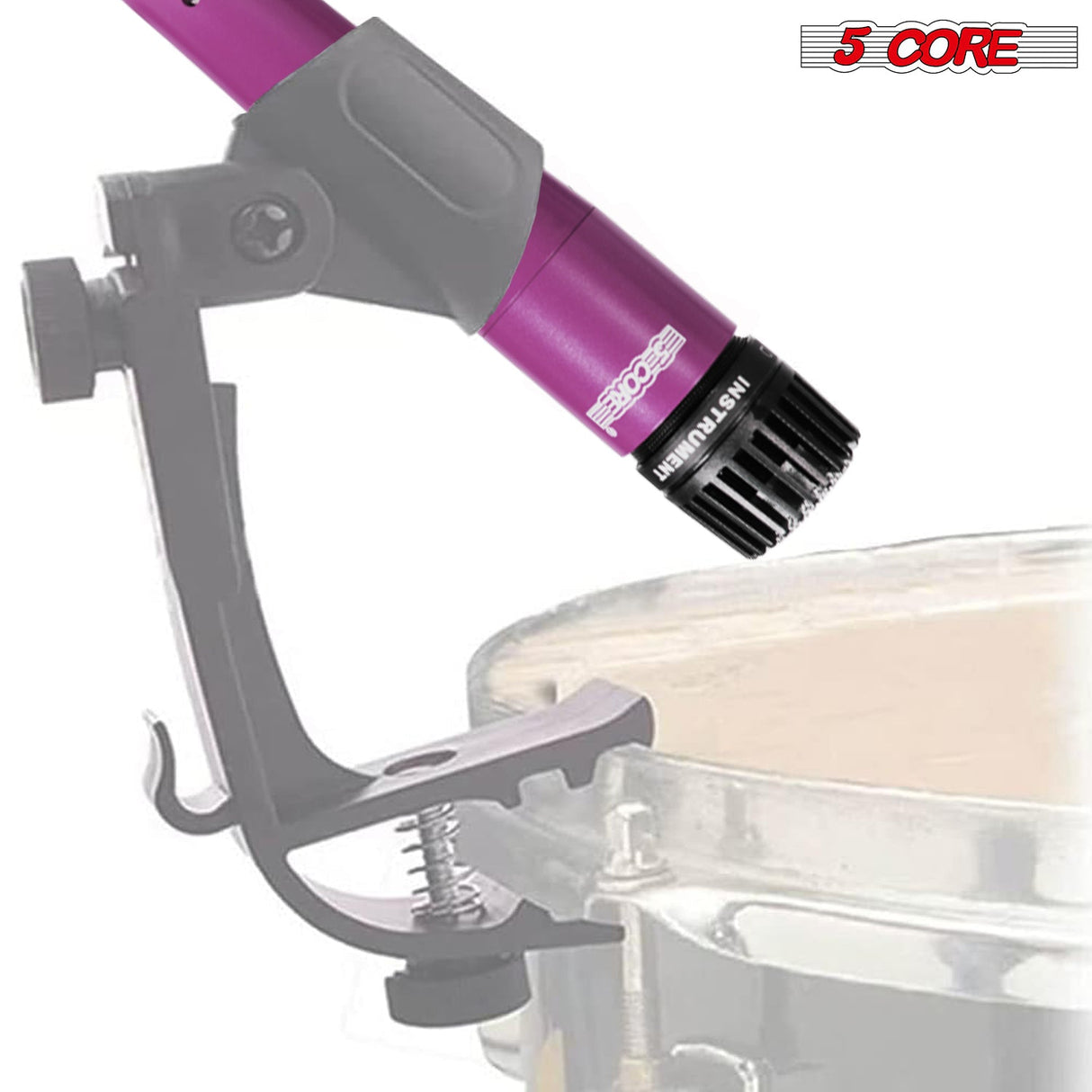 5 Core Drum Microphone Kit 9Pc All Metal Drummer Mics Tom/Snare & Cymbals Wired Instrument Drums Set