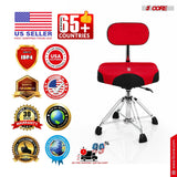 5 Core Drum Throne w Backrest 4" Padded Stool Airlift Adjustable Drummer Chair