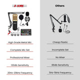 5 Core Podcast Equipment Bundle w Condenser Mic Voice Changer Audio Mixer Pair