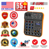 5Core Audio Mixer 4 Channel DJ Soundboard USB Interface Bluetooth Mixing Console w Repeat Delay +48V