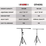 5Core DJ Light Stand Stage Lighting Truss System Hand Crank Up Height Adjustable 65.5 to 111"