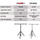 5 Core DJ Light Stand Height Adjustable 39-100" Heavy Duty Tripod Stage Lights Stands w Light T Bar