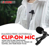 5 Core Microphone 2Pcs Lavalier Mic Wearable Omnidirectional Condenser 3.5mm Body Microfono